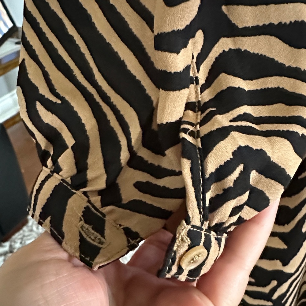 Banana Republic Black and Brown Animal Print Long Sleeve Dress - Picture 6 of 6